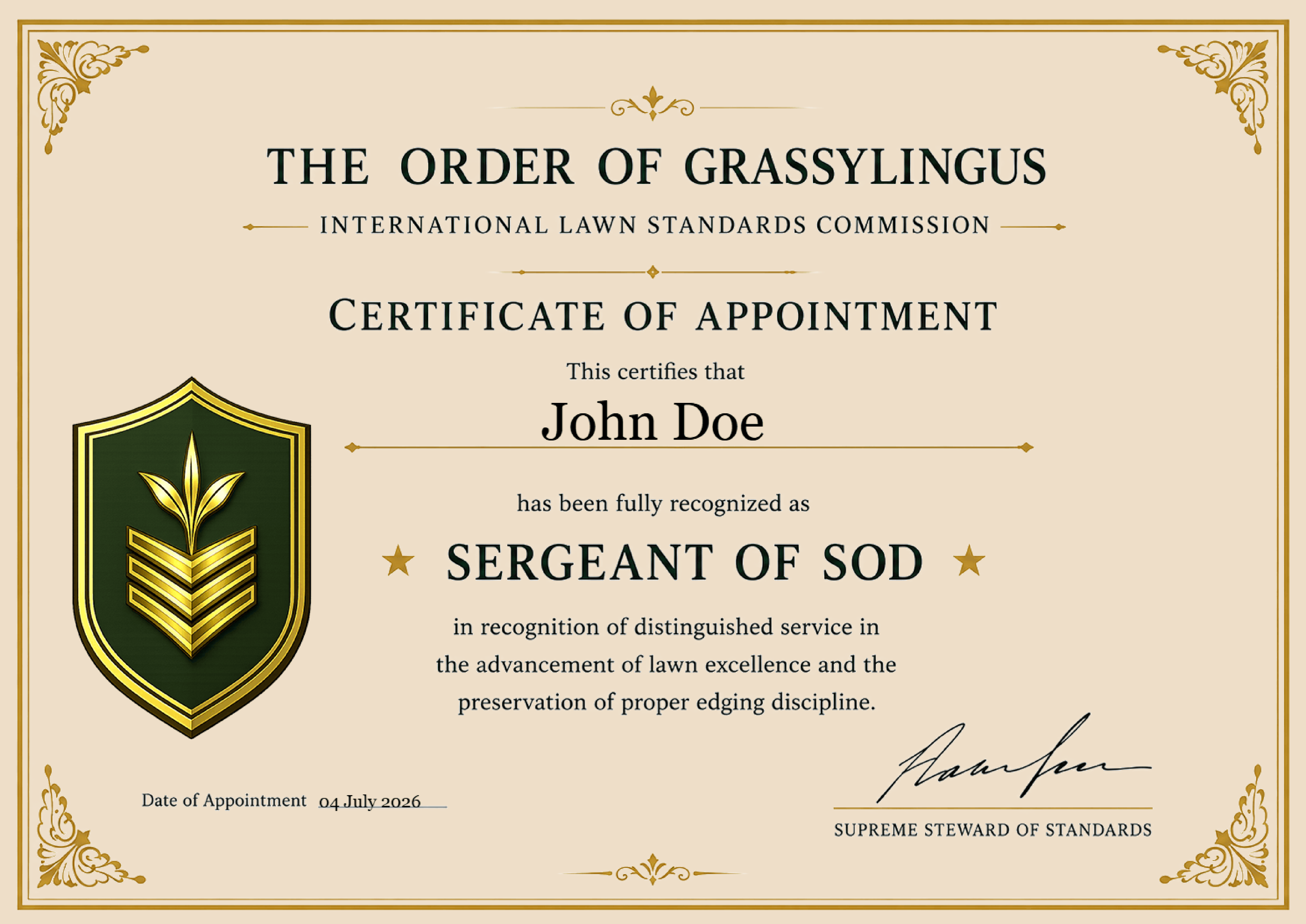 Sergeant
of Sod